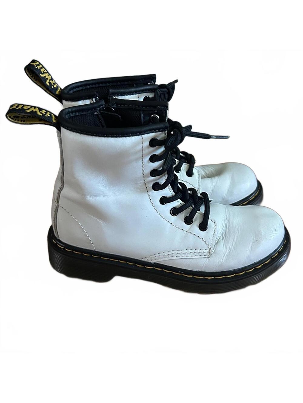 Dr. Martens Docs Doc Martens Boots Smooth White Leather 1460J | Kids Size 1